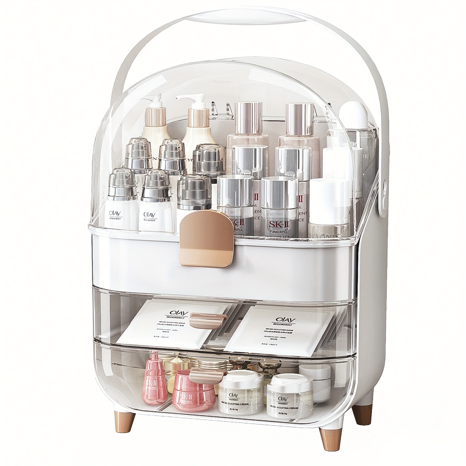 

Makeup Storage Organizers, Makeup Organizer For Vanity, Cosmetics Skincare Organizers With Lid And Drawers, Cosmetic Display Cases For Countertop, Bathroom, Ideal Gifts For Women