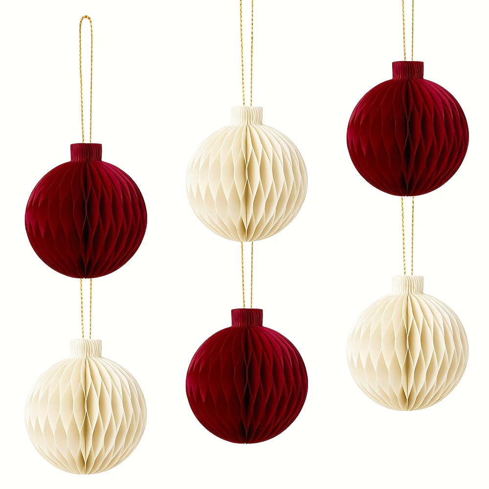 Image of 6pcs Paper Honeycomb Ornaments Mini Paper Honeycomb Hanging Ornaments For Wedding Bridal Shower Birthday Party Party Decor