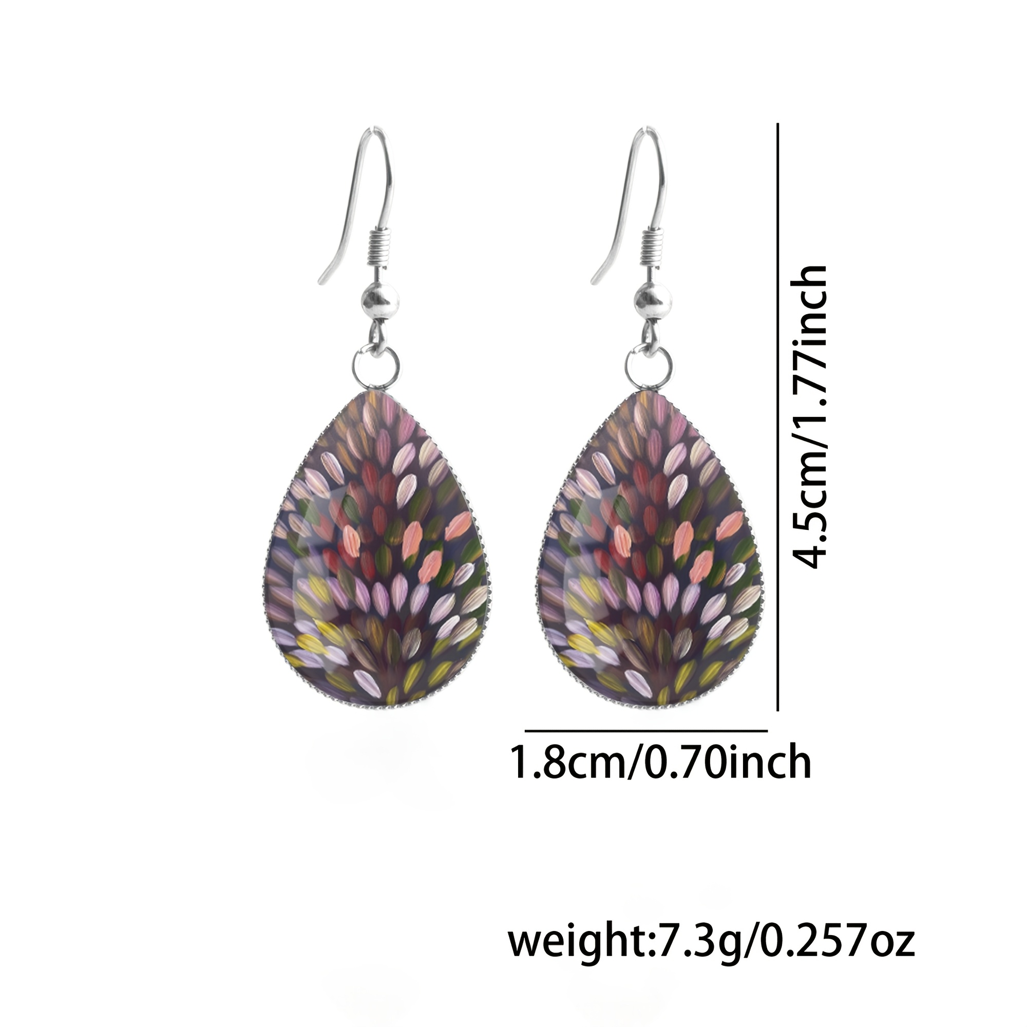 Women's Brushstroke Leaf Pattern Teardrop Earrings