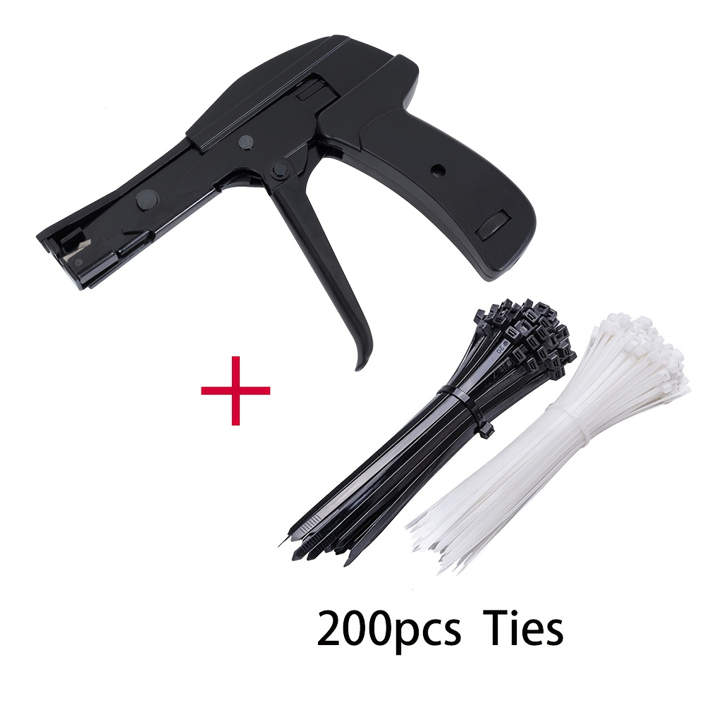 201pcs/Set, Cable Tie Gun And 200pcs Ties, Automatic Tightening And Cutting Tool, Handheld Fastening Pliers for Electrical And Cable Management, Cable Ties for Organizing Cables, Cable Management Tool,  , Durable Construction, Cable Organizer,  , Sturdy Build, Cable Tying Tool, DIY Enthusiasts, Zip Tie, Self-locking Ties, Strong   Cable Binder, Fastening Tie, Cable Tie Heavy Duty, Tightening Ties, Cable Management, Plastic Straps, Cable