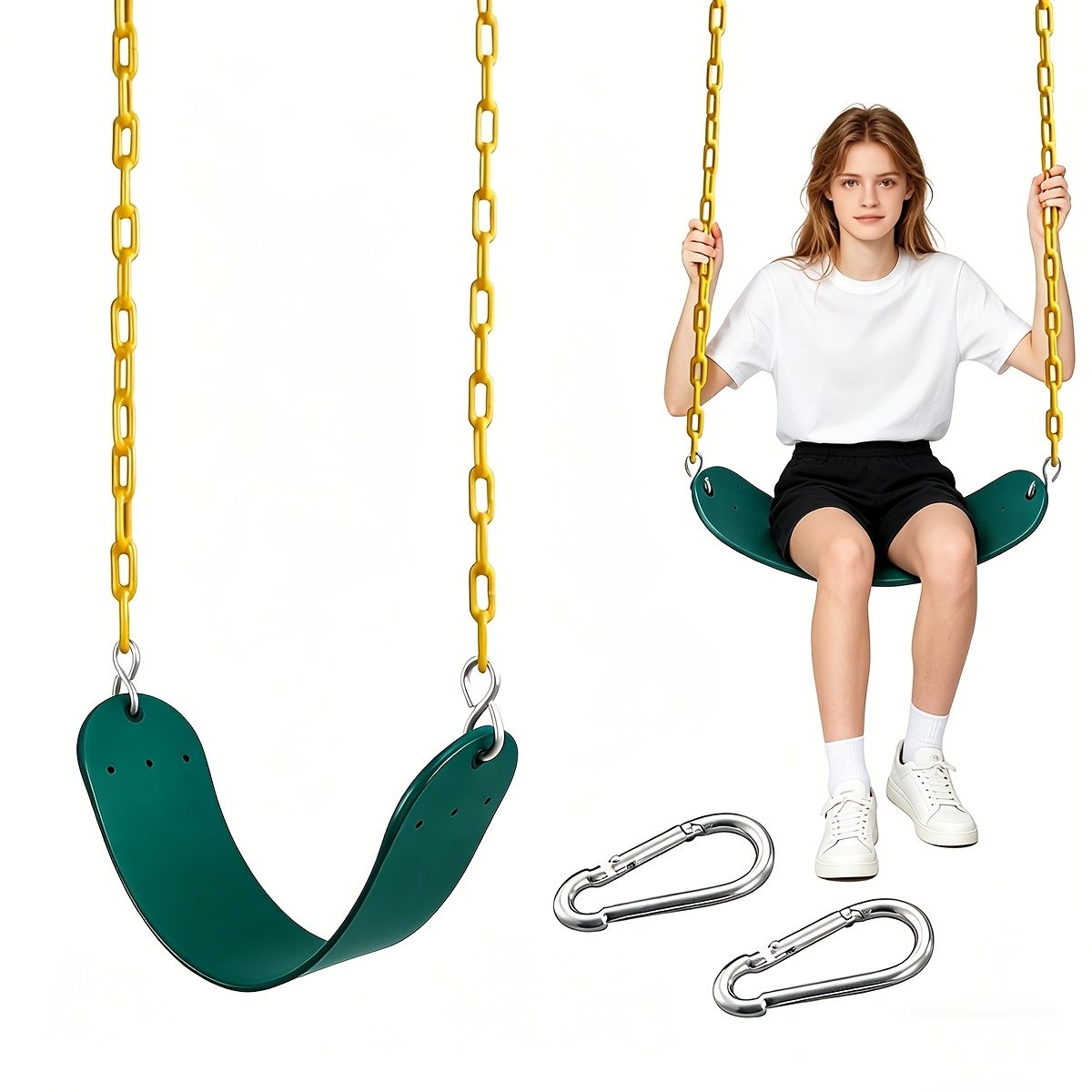 Eva Outdoor Swing Set With Galvanized Chain And Carabiner, Load Capacity 300kg, Suitable For Backyard Playgrounds