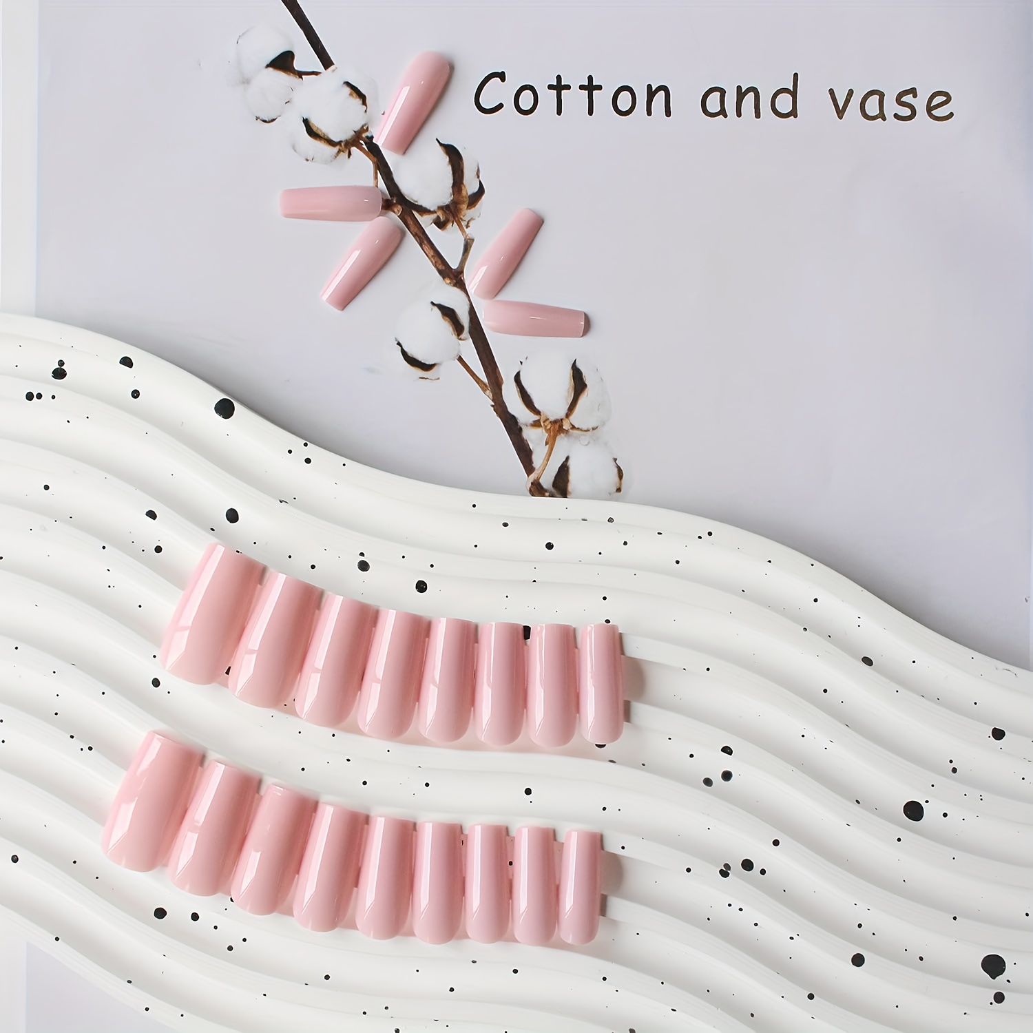 Image of Long Medium Press-on Nails Coffin Nails Press-on Gel Light Gloss Full Cover Long Fake Nails For Women, Thick Square Pointed Acrylic False Nail Set, 24pcs