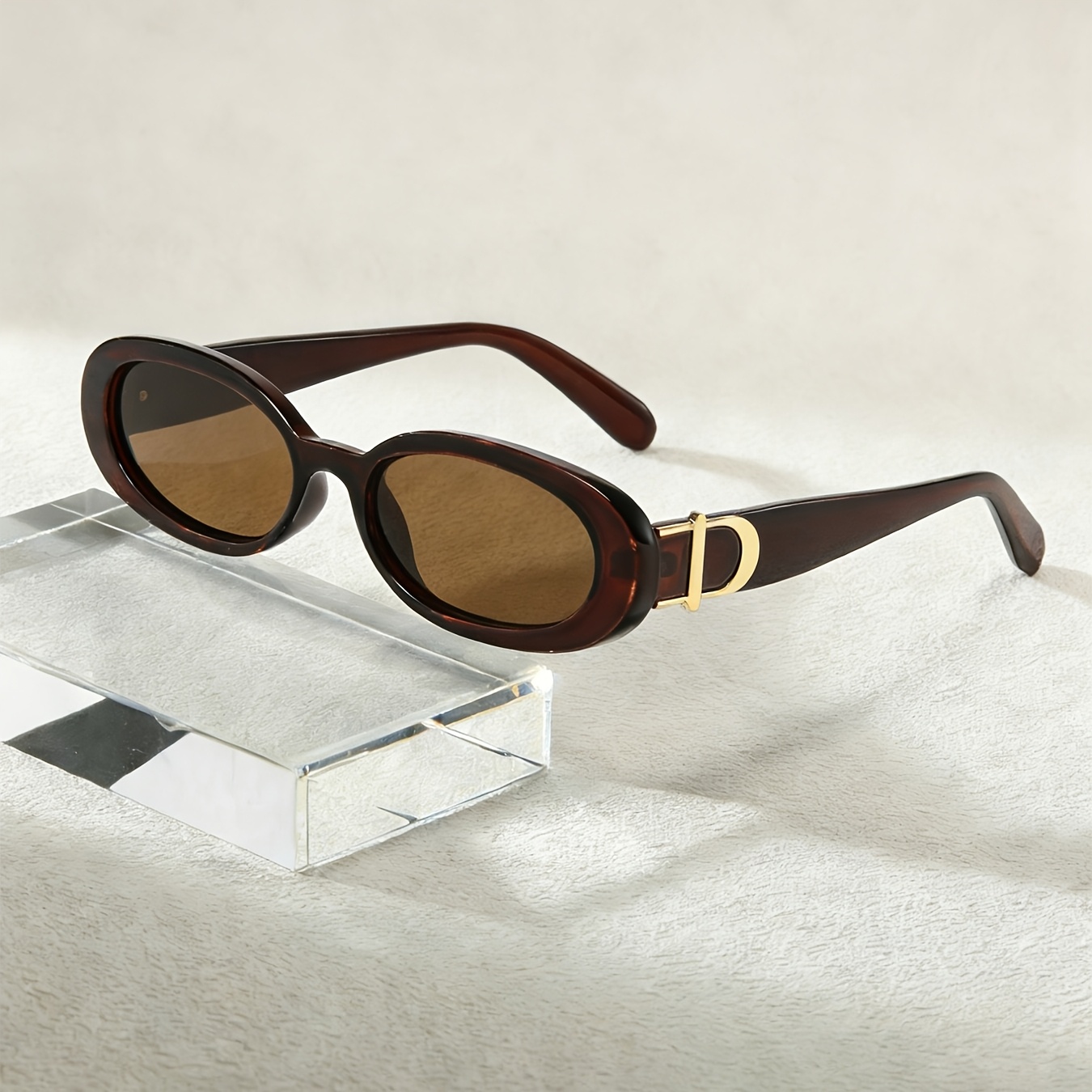 Oval Small Frame Metal Glasses, Casual 's Sunglasses