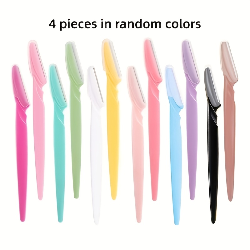 4pcs Random Color Multicolor Luxury Facial Razors, Premium Stainless Steel Trimmers, With Safety Covers And , For Easy Shaping Of Eyebrows, Body Grooming, Facial Use, Bikini Area And More