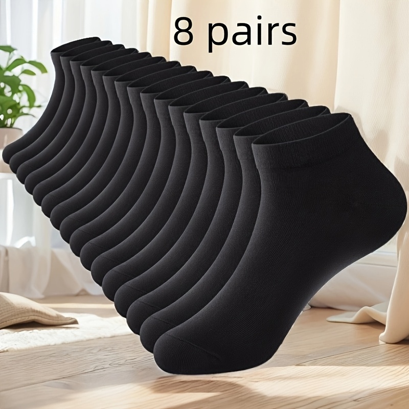 Image of 8 Pairs Of Men's Invisible Socks, Men's Short Socks, Floor Socks, Low-cut Ankle Socks