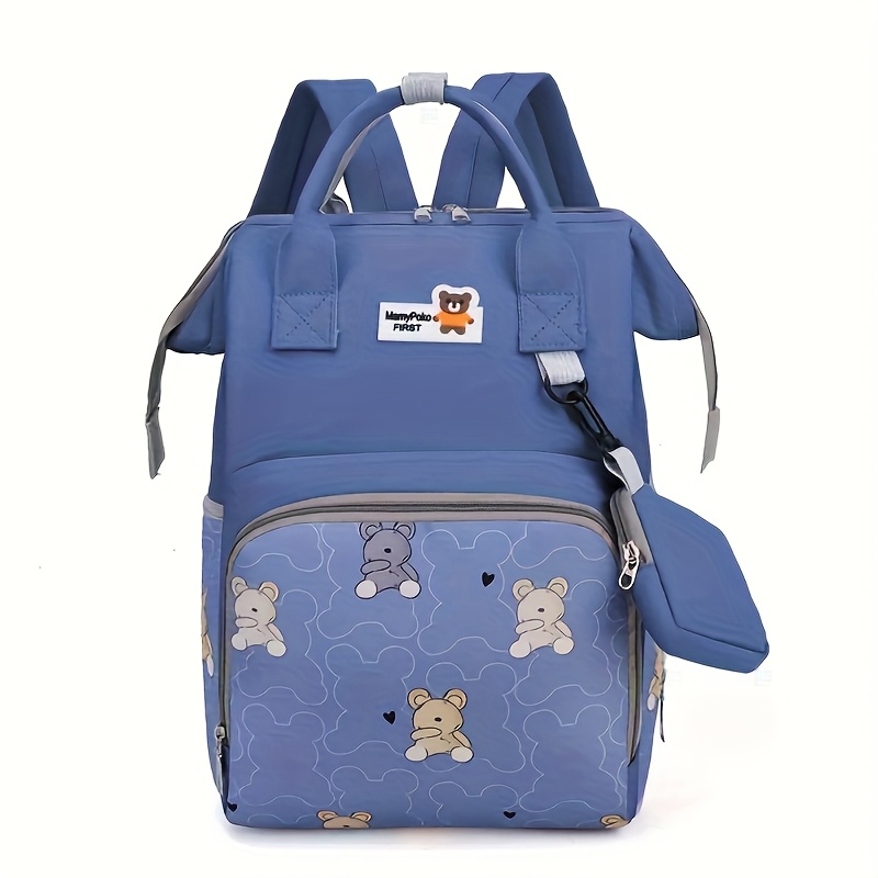 Bolso de Pañales y Mochila Compatible para - Estampado de Oso Lindo con Cierre de Broche, Bolso de Pañales Suave, Bolso de Viaje de Gran Capacidad, Organizador de Múltiples Bolsillos (Brillante,,,) - Multiuso para el trabajo