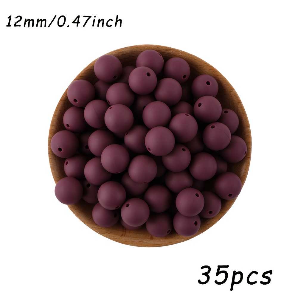 TEMU 35 piezas, surtido de cuentas Bead&Bead, cuentas de silicona de color sólido de 12 mm, varios colores, cuentas decorativas, adecuadas para