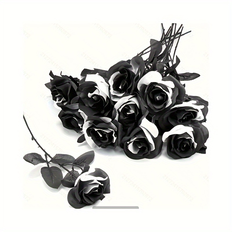 

Set/5pcs, Black And White Artificial Roses, Perfect For Wedding Bouquets, Romantic Flower Arrangements, Wedding Decoration Ideas For Living Rooms.