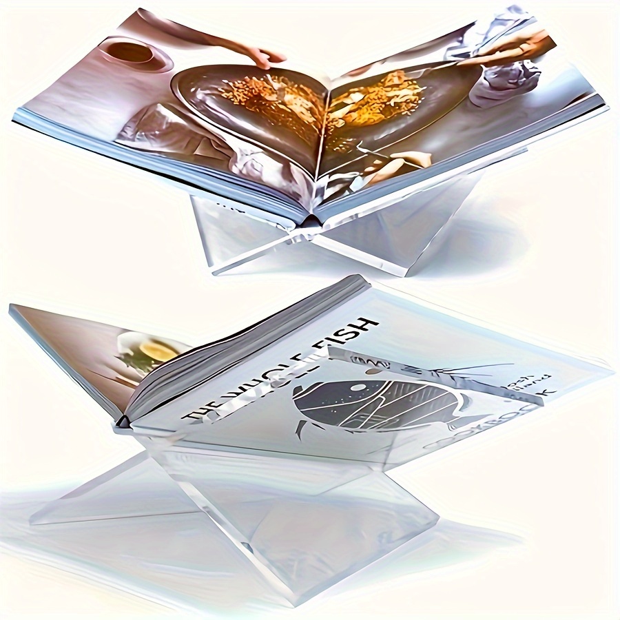 

Large Acrylic Book Stand 9x6x5" - Transparent Display For Cookbooks, Art Books, Texts & - Coffee Table Reading