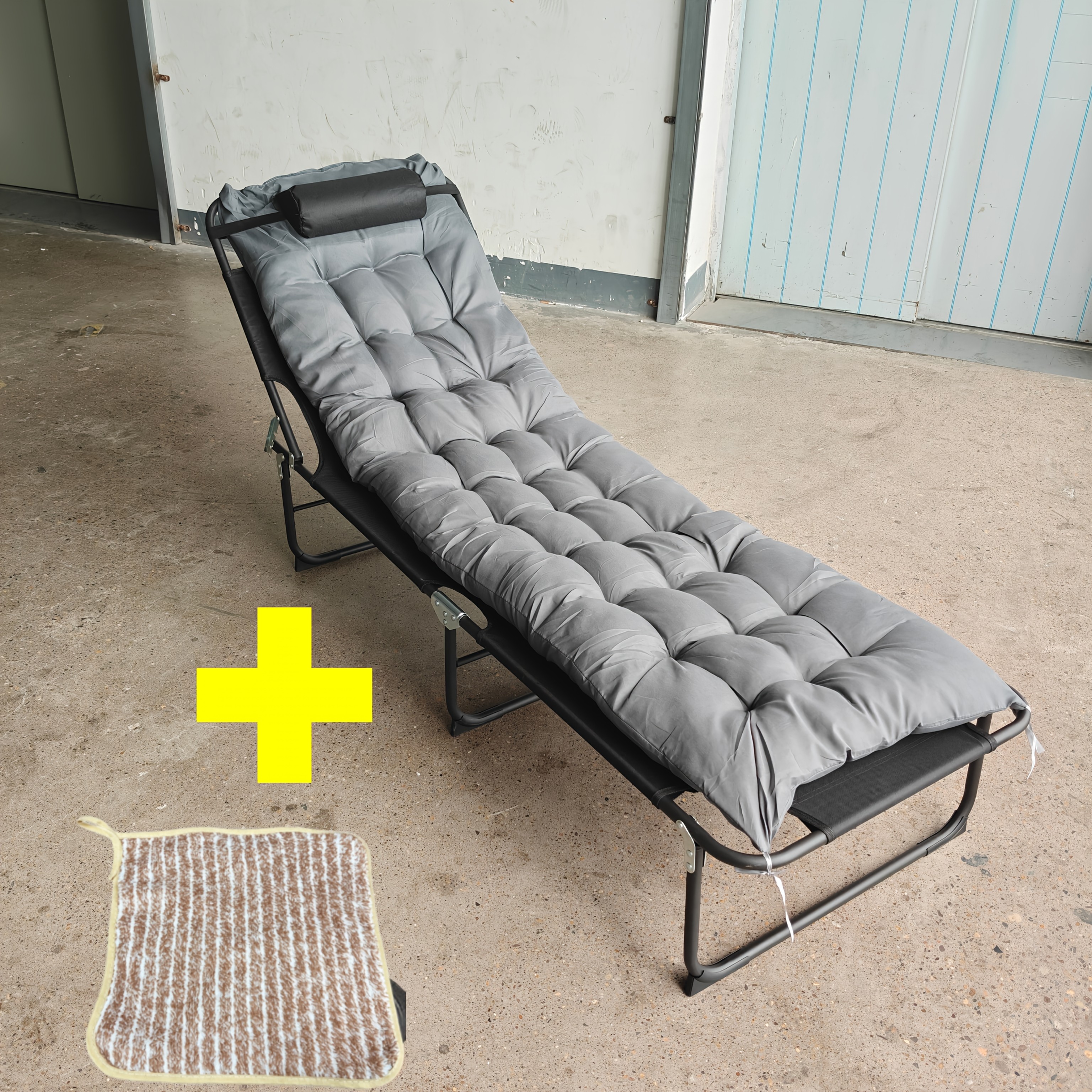TEMU [luxury Foldable Black Portable Folding Bed And 1pc Cleaning Towel], Ideal For Outdoor Activities - Camping, Hiking, And Rv Travel - Sturdy And