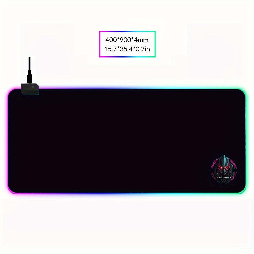 RGB LED Gaming Mouse Pad with 14 Lighting Modes, Large Extended Illuminated Keyboard Mat, Non-Slip Synthetic Rubber Base, Stitched Edges, Fine Weave Fabric Surface for Professional Gamers