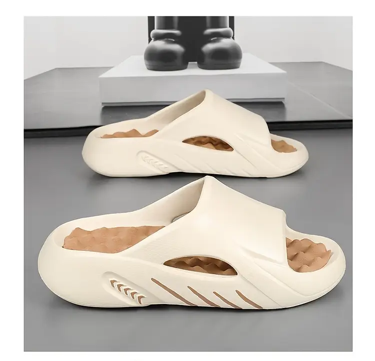 unisex 1 pair eva slides for women 2024 fashionable massage insole slippers non slip odor resistant indoor outdoor beach strap sandals solid color Product details 4