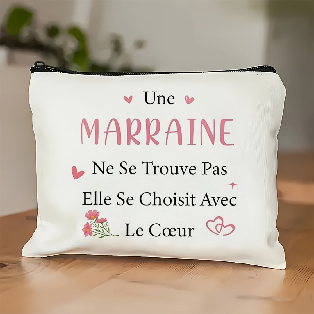TEMU 1 trousse de Cosmétique thème "Marraine Facile", pour offrir à une marraine, organisateur de toilette portable, sac de voyage unisexe, pochette