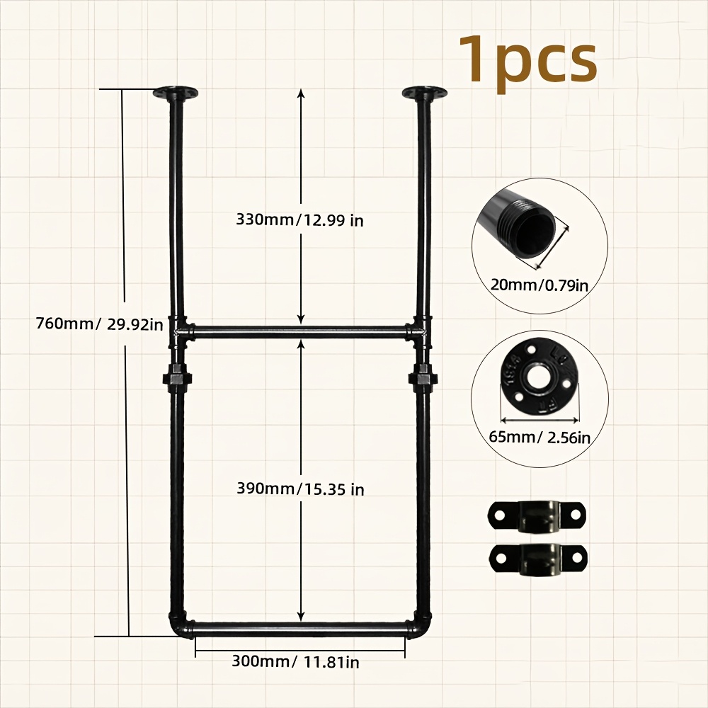 TEMU 1-pack, Industrial Style Vintage Black Wrought -tier Hanging Shelf, Wrought Iron Hanging Cabinet, Metal Ceiling-mounted Hanging Wine Rack,