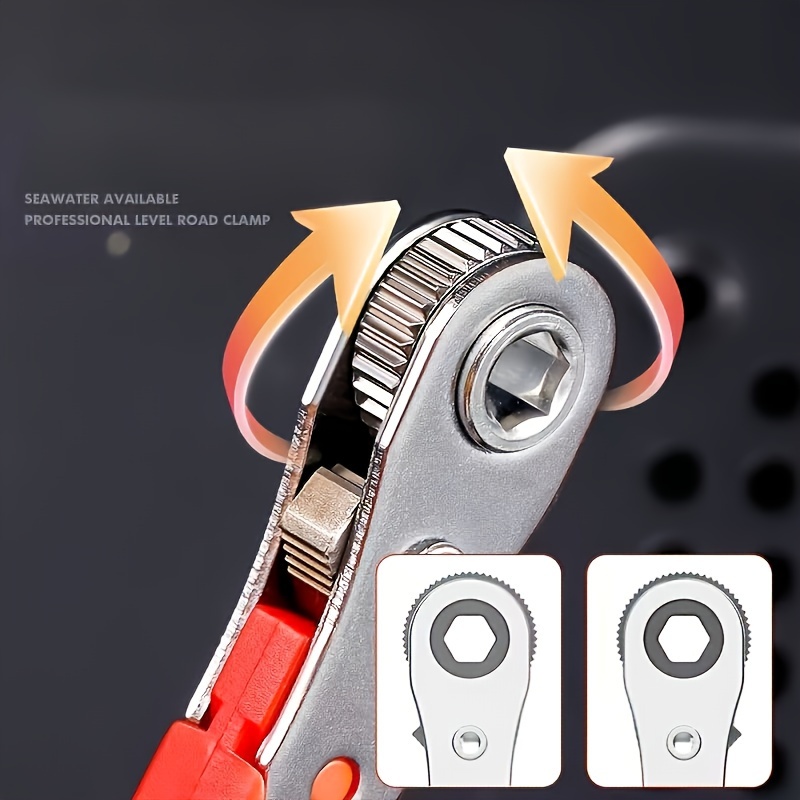Wrench Handle for Narrow Spaces, Front and Rear, Elbow Wrench, Right Angle Bend, Phillips Screwdriver, Steel Material, Red, Requires Assembly, Non-Electric, No Battery Required, Suitable for Industrial and Scientific Use