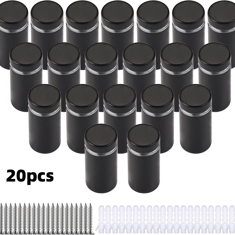 TEMU 20 pièces de 12 X 25 Mm de supports d'écartement en acier inoxydable, vis d'écartement murales, supports d'écartement murales, clous, supports