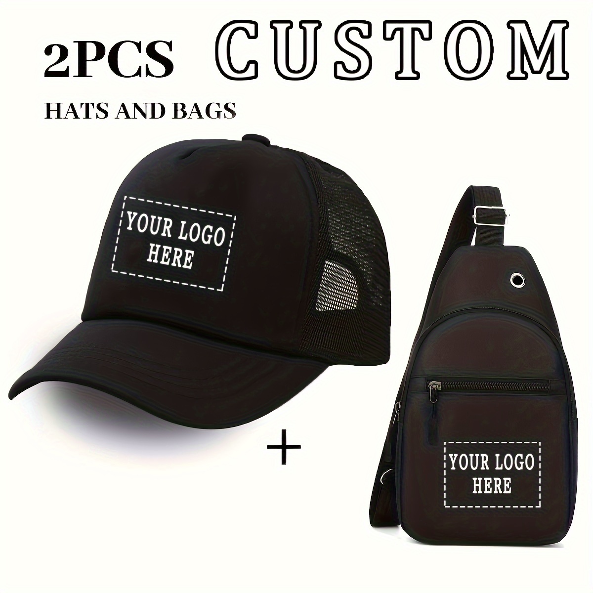 

2pcs Customized Product Hat And Waist Bag Combination, Suitable For Storage Bag, Trendy Single Item For Outing, Fashionable Baseball Cap, Travel Portable Storage Bag