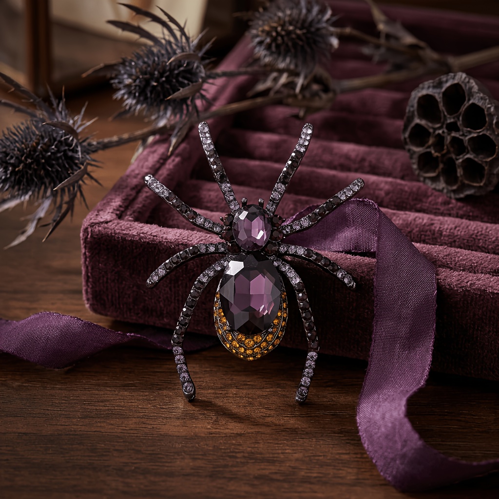 TEMU Broches Araignée Strass Halloween Créativité Épingles Insectes Badges Fête Décontractée Banquets Cadeaux Bijoux Décorations Cadeau de Noël