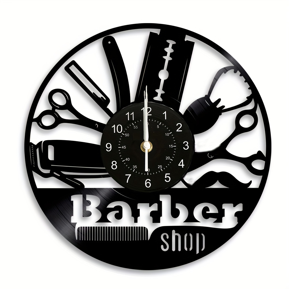 

Barber Shop Vinyl Wall Clock Hairdressers Stylists Barbers Hair Stylists Wall Clock 12 Inch Black Home Decor Clock For Barber Shop Salon