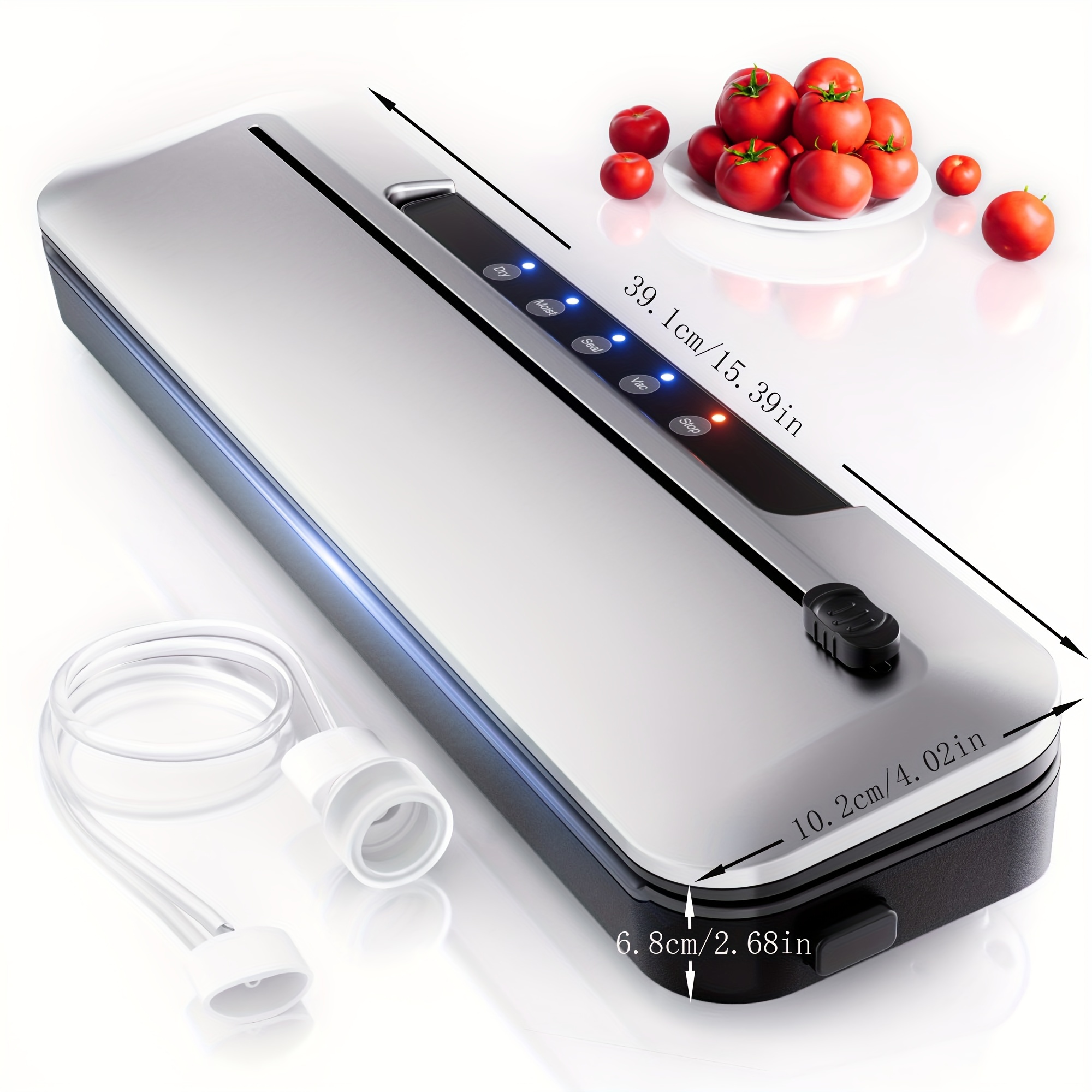 

Vacuum Sealer Machine, 75kpa Suction Power Food Vacuum Saver With Starter Kits With 10 Bags, Automatic Vacuum Sealer For Food Storage, Outside Cutter, Moist&dry Mode