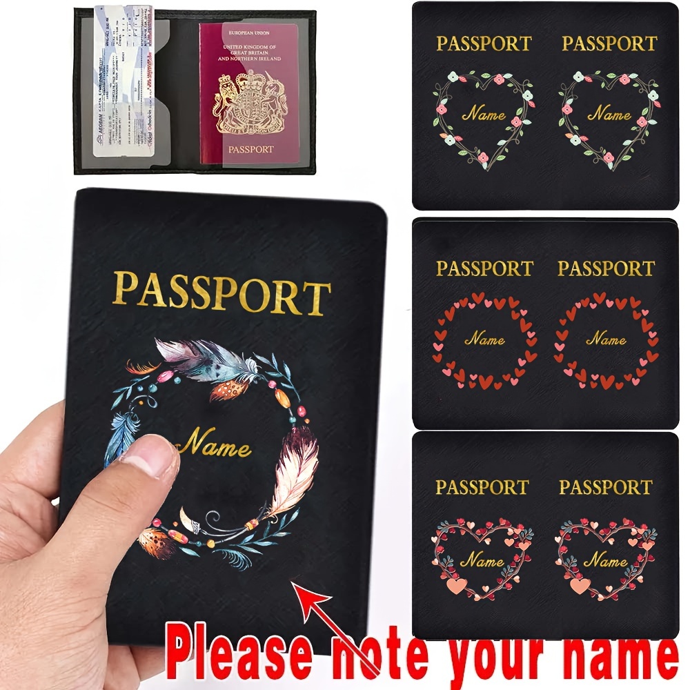 

Customized Golden Name In Floral Ring Passport Cover, Passport Holder Portable Card, Travel Accessories, Ideal Gifts