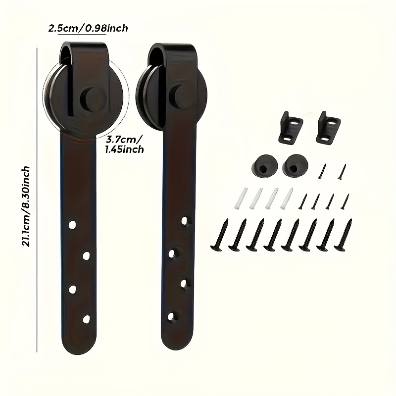 TEMU 24pcs Mini Rails de Porte de Coulissante Noires/Poulies Kits de Quincaillerie pour Portes de Placard Ensemble de Rails Rail de Suspension Monté