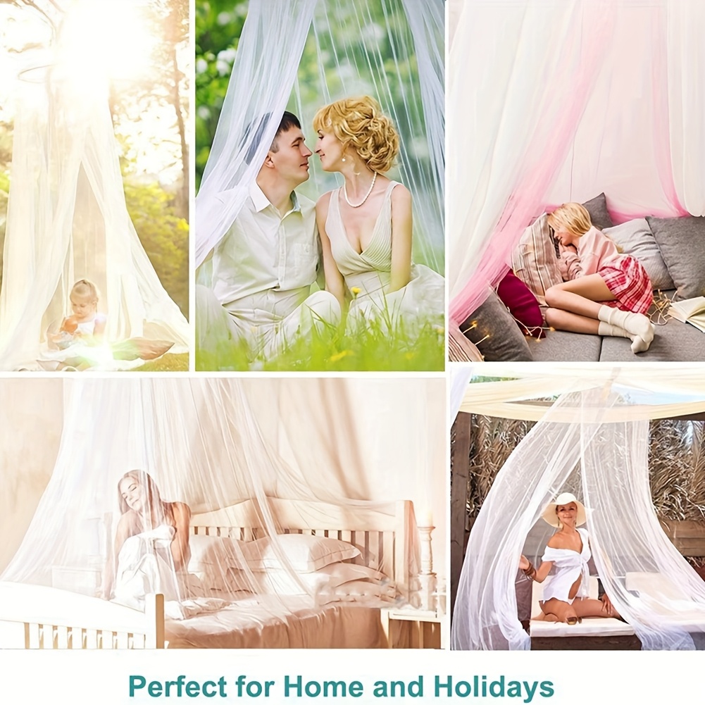   mosquito net bed canopy for full queen size beds durable nylon mesh with ceiling mount elegant insect protection for bedrooms camping and picnics machine washable   sturdy fiberglass frame     setup mounted bed canopy details 4