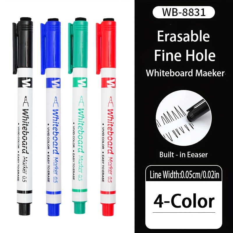 4/10pcs Ultra Fine Tip Dry Erase Markers With Eraser Cap, Smooth Writing, Professional Whiteboard Marker Set For Office & School