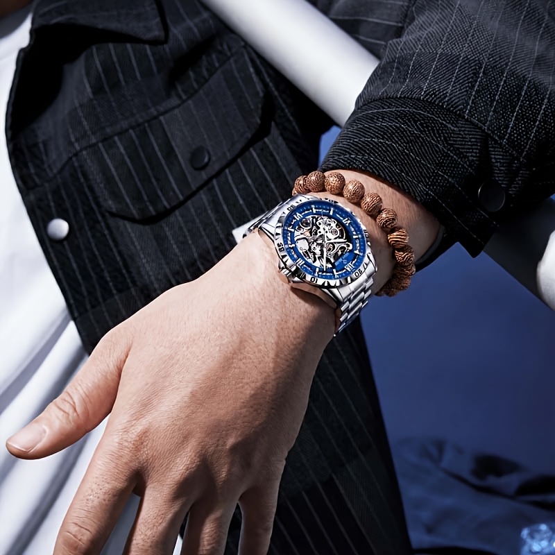 Men's Automatic Mechanical Skeleton Wristwatch, Stylish Design