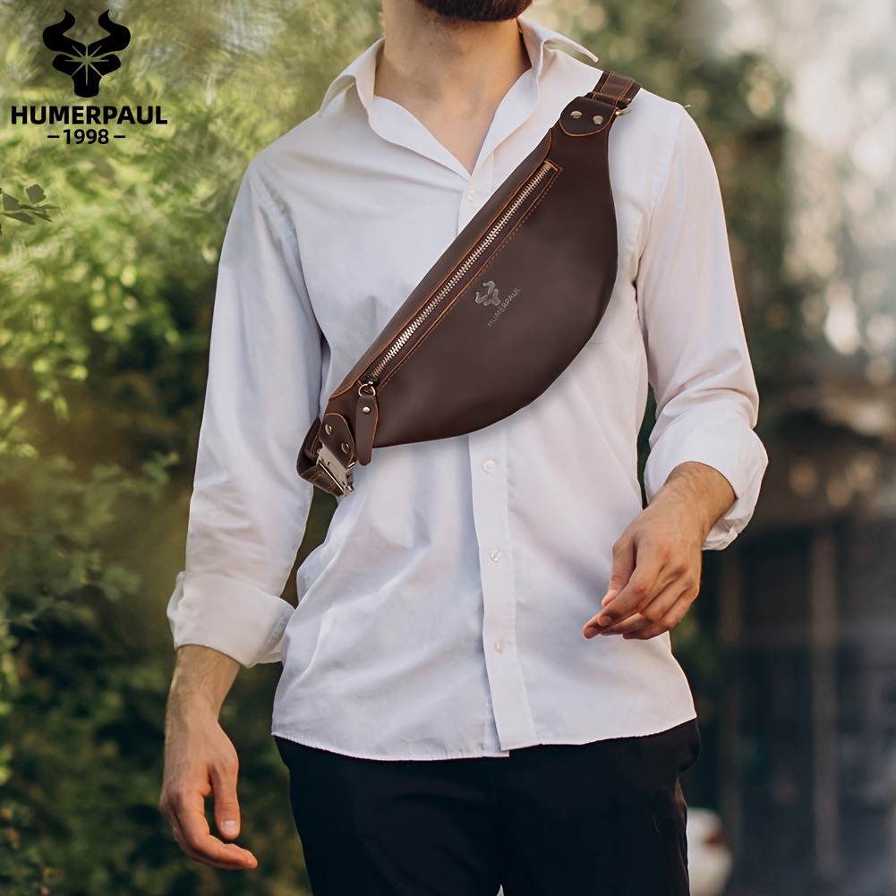 HUMERPAUL Vintage Style Genuine Leather Waist Bag