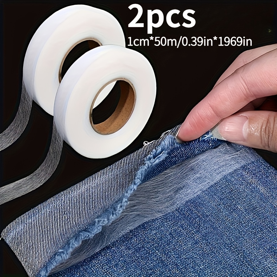 2 Rolls 1968.5 Inch Double-sided Non-woven Fabric Self-adhesive Material, Suitable For Sewing, Crafts, Hats, And Apparel - White, Sewing Supplies