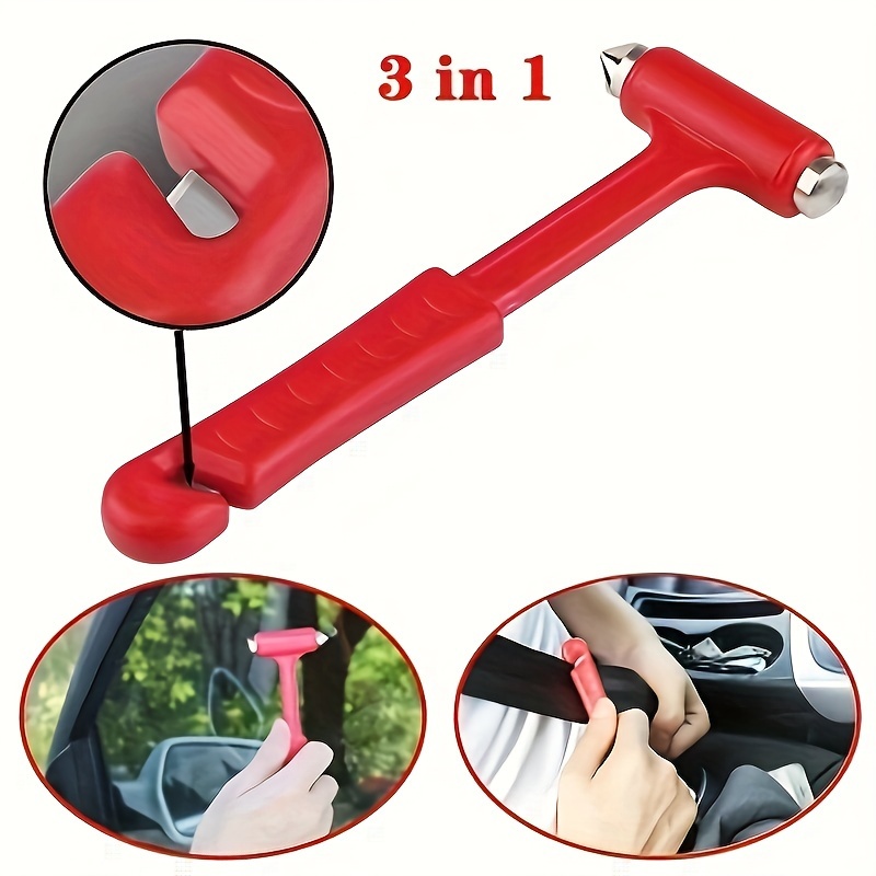 Herramienta de escape de emergencia, Martillo de seguridad para coche de aleación 2 en 1, Rompeventanas y cortador de cinturón de seguridad, Diseño ergonómico del mango 0