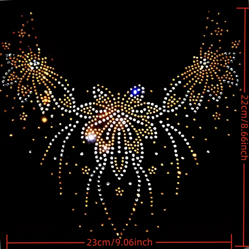 Bling Neckline Decor Hot Fix Rhinestones Motif Iron On Applique Patches