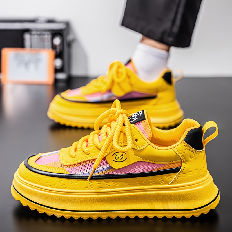 mens yellow sneakers pink style Temu South Africa