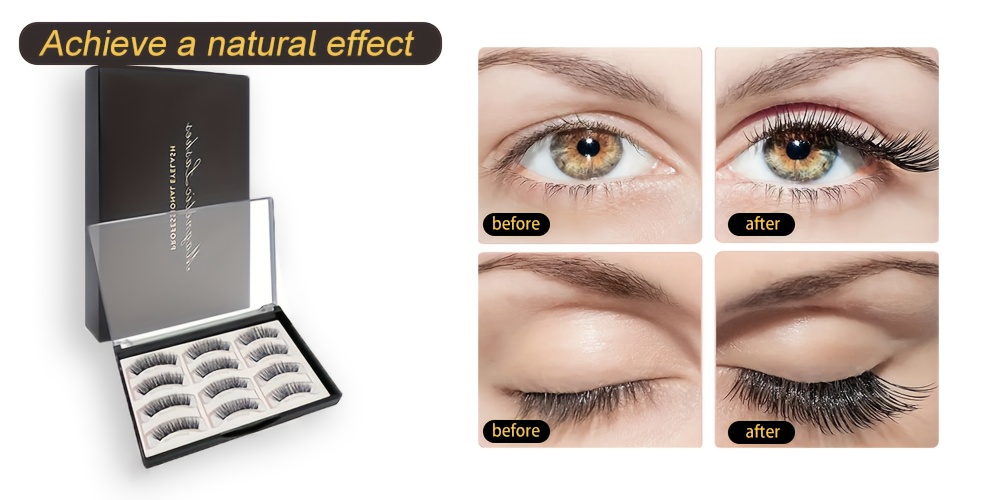   brand   magnetic eyelashes set 3d reusable false eyelashes kit with lash curler brush tweezers no   needed beginner friendly for natural daily party looks with applicator self   false eyelashes 6 pairs details 1