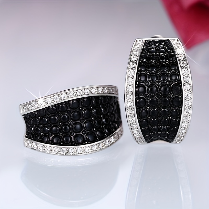 1 Pair Women's Fashion Stud Earrings With Synthetic Zirconia Creative Black Enamel Stud Earrings Women' Casual Party Earrings Individual Jewelry
