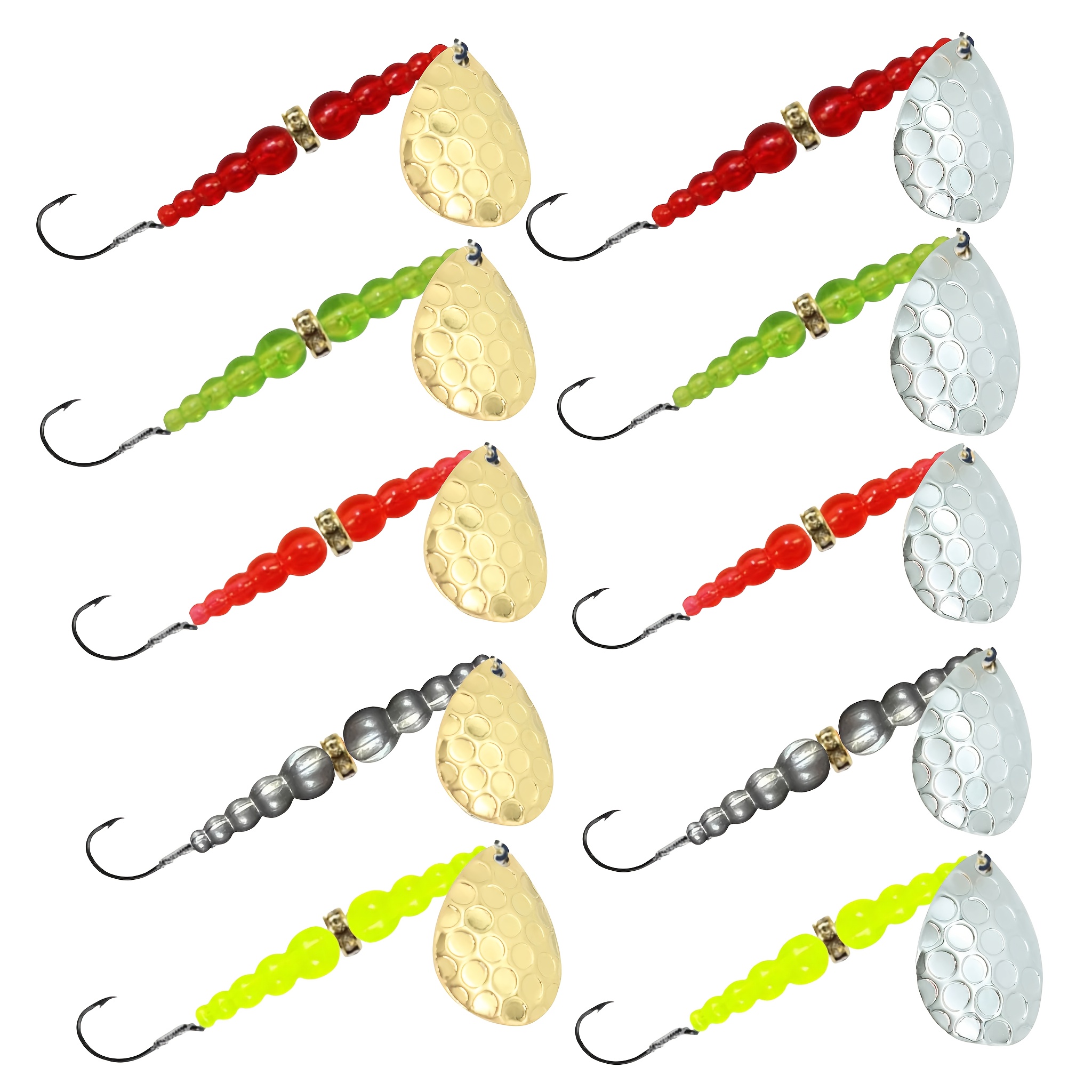 10pcs Lure Wedding Ring Walleye Rigs Kit, 48 Inches, 15lb Mono Crawler Harness Walleye Rig Spinner Octopus Hooks For Freshwater Trolling