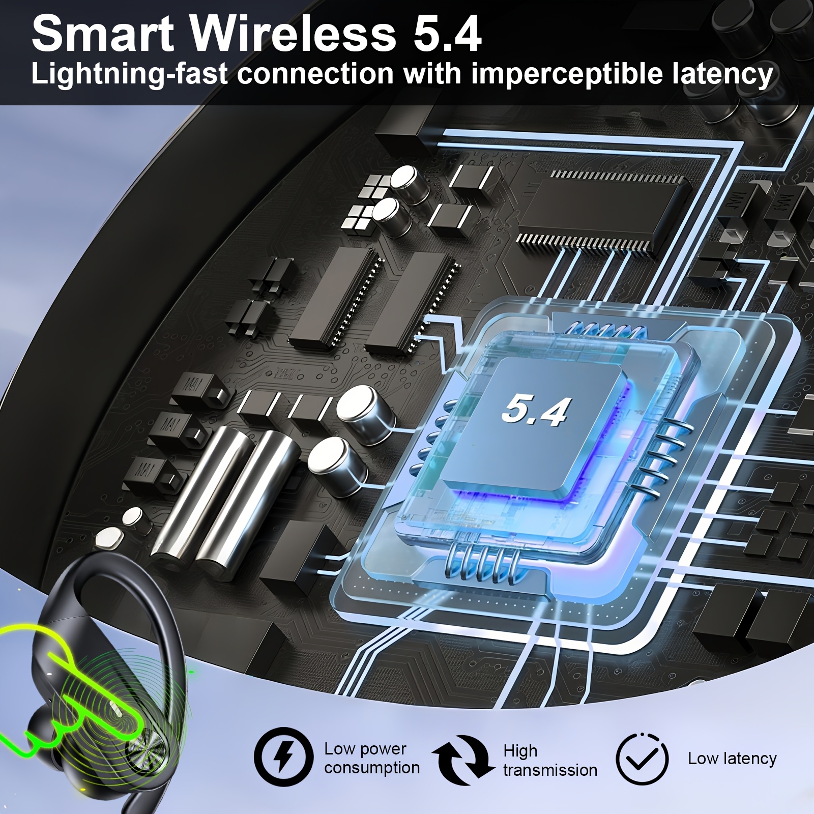 Wireless Earbuds 5.4 Headphones Sports, 75H Stereo Deep Bass Over-Ear with Earhooks, 4 ENC Mic, LED Display for Running Workout Exercise Gym, Exercise Audio Gear, Ergonomic Fit, Premium Audio, Noise Isolation, Music Lovers 12 Wireless Earbuds 5.4 Headphones Sports, 75H Stereo Deep Bass Over-Ear with Earhooks, 4 ENC Mic, LED Display for Running Workout Exercise Gym, Exercise Audio Gear, Ergonomic Fit, Premium Audio, Noise Isolation, Music Lovers