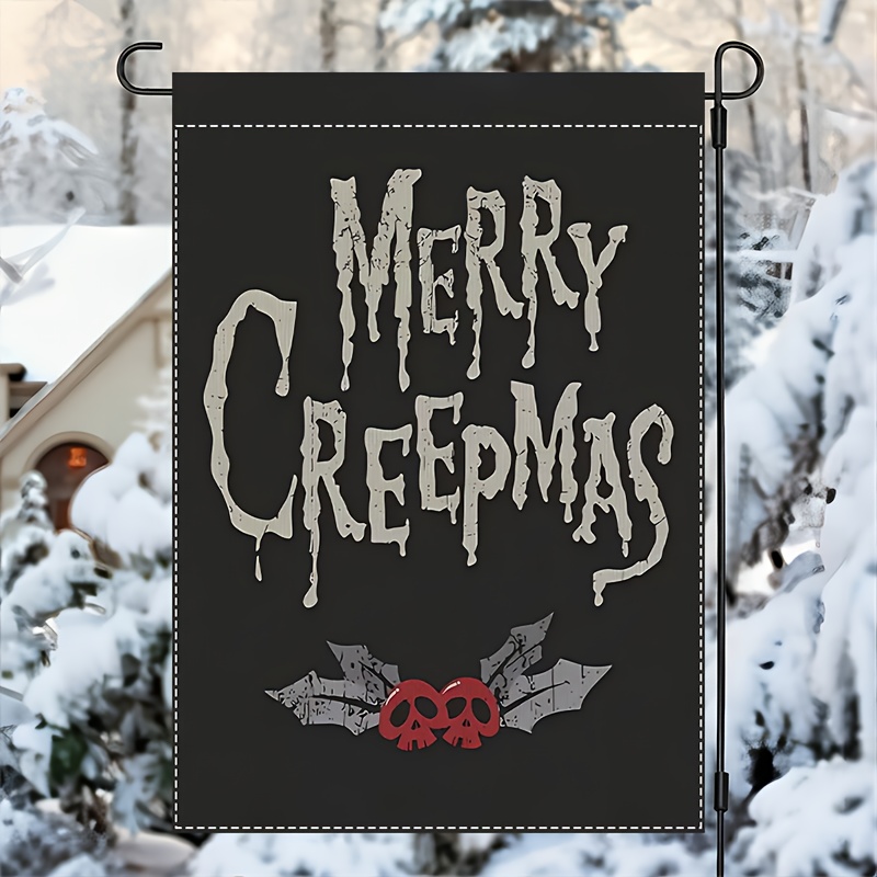 

Gothic Merry Creepmas Garden Banner - Double-sided, Durable Polyester, Fade-resistant, Multipurpose Outdoor Home & Yard Decoration, No Electricity Required - 12x18 Inches (1pc)