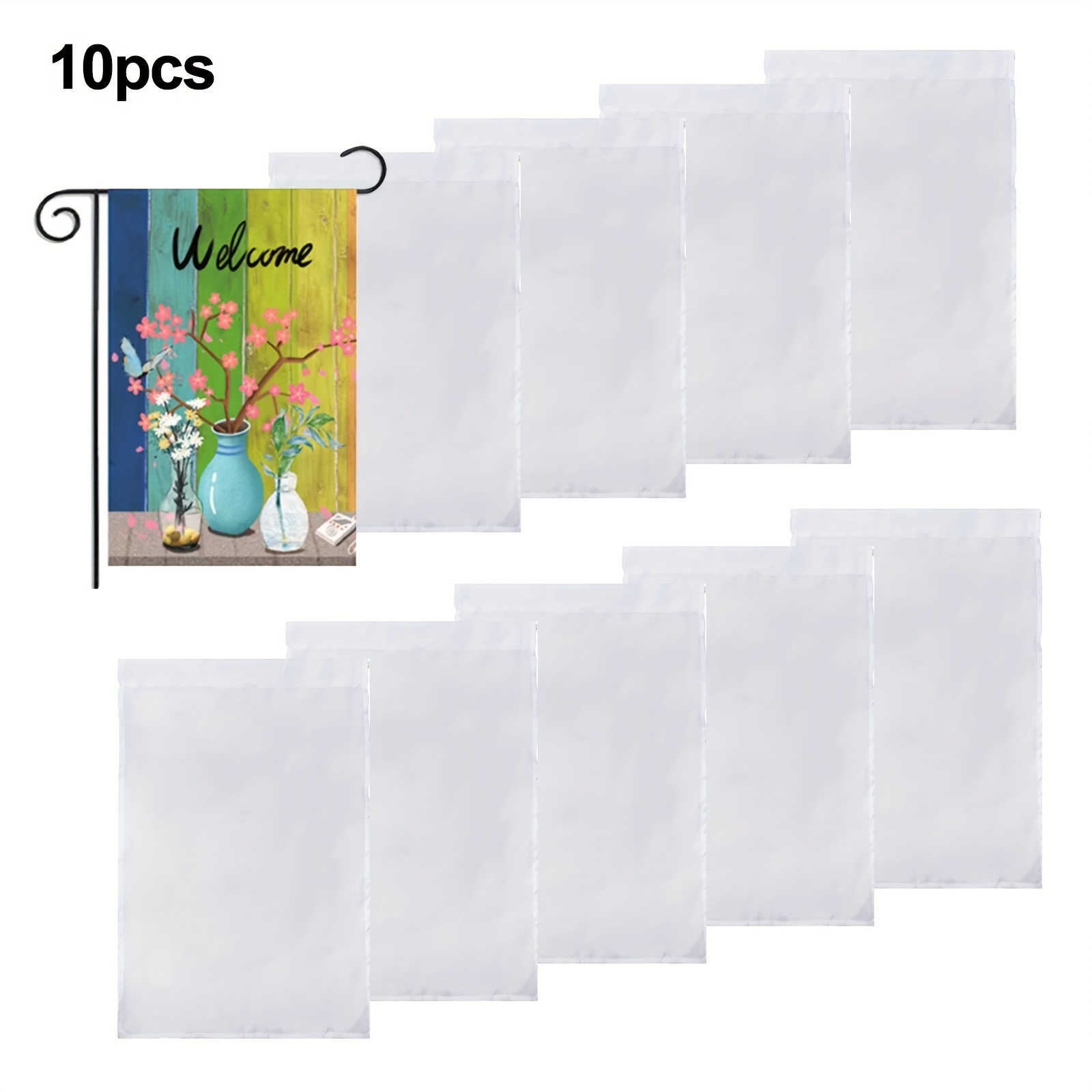 

10pcs Blank Garden Flags, Lawn Garden Flags, Diy Flags, , 12 Inch, For Home Decor, Outdoor Decor, Yard Decor