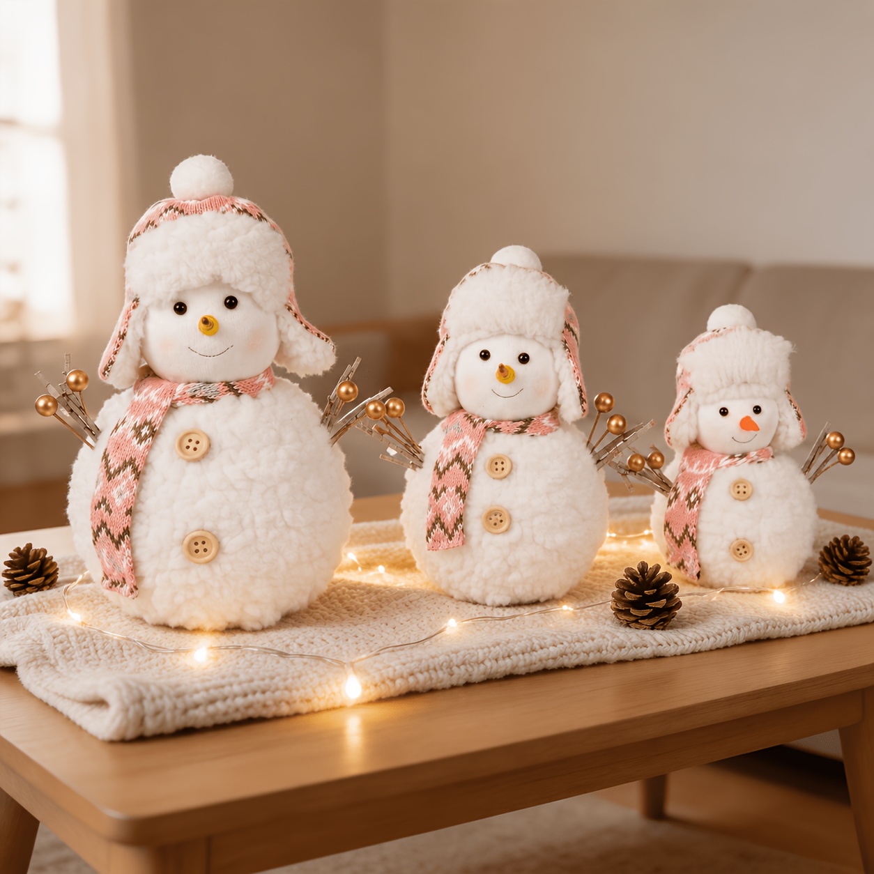 TEMU 3pcs Christmas Snowman Decoration Set: Snowman Ornaments With Wintery Atmosphere; White Snowman Figurines Suitable For Decorating Mantels,