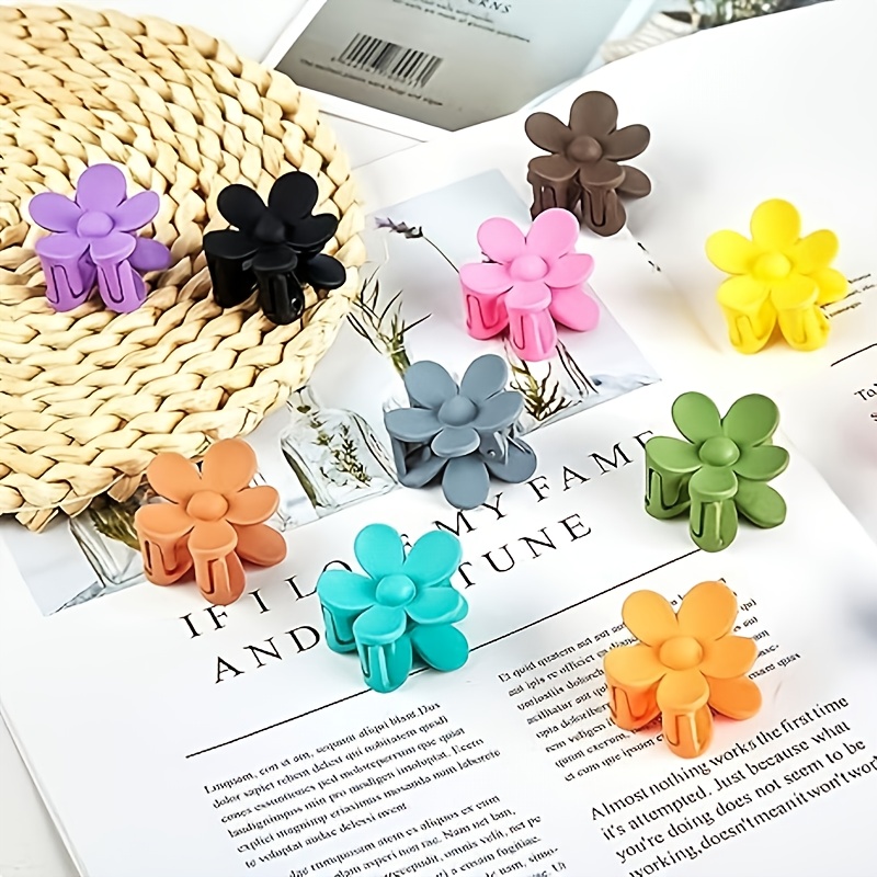 12pcs small hair clips -   hairpins with non-slip grip, soft pink, yellow, blue, orange, red, turquoise - for women, s, everyday, parties, weddings - cute flower hair accessories, party hairpieces,   design, durable hairpins, holiday hairstyles, lightweight hairpins,   Product details 0