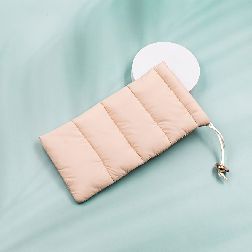 Image of 1pc Soft Quilted Eyeglass Case Nylon Padded Quilted Eyeglass Case, Soft Glasses Pouch With Drawstring, Protective Spectacle Storage Bag