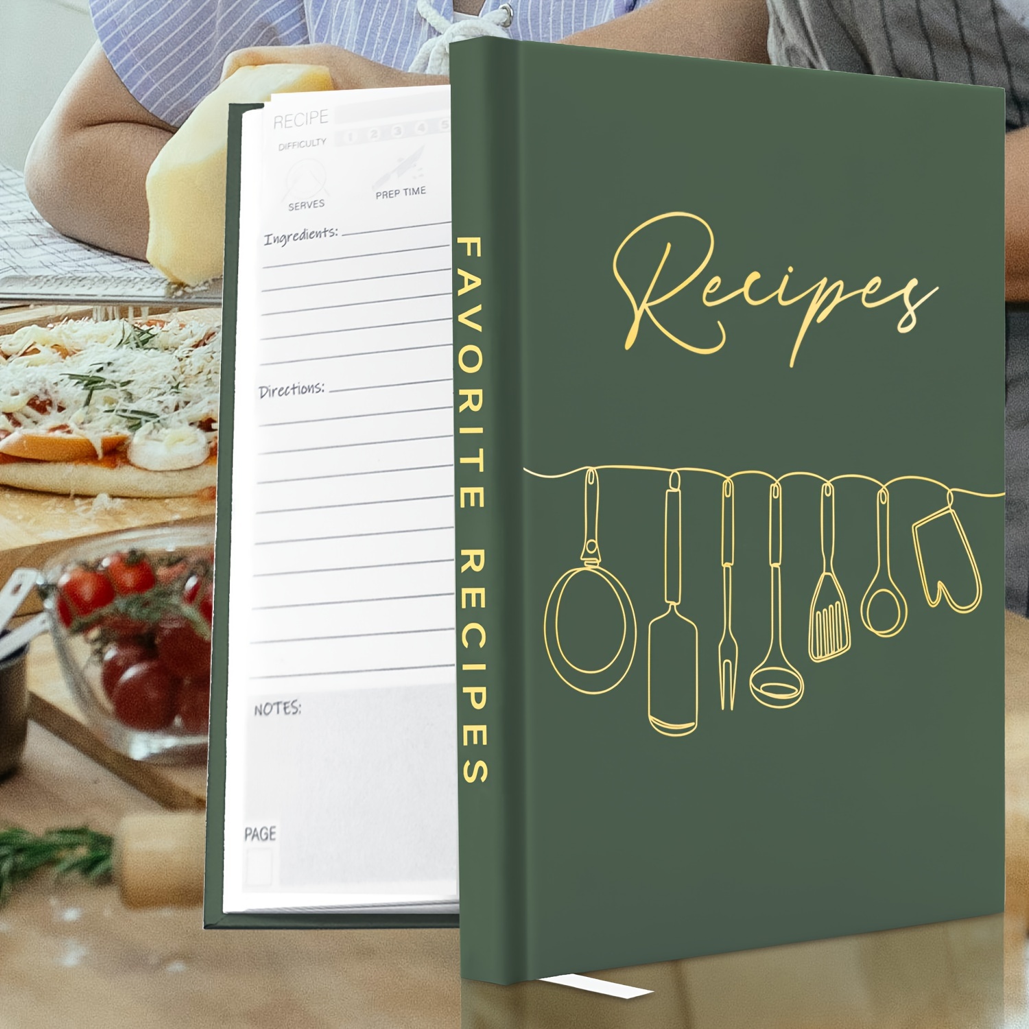 

Olive Green Hardcover Recipe Journal: Blank Cookbook For Your Unique Recipes