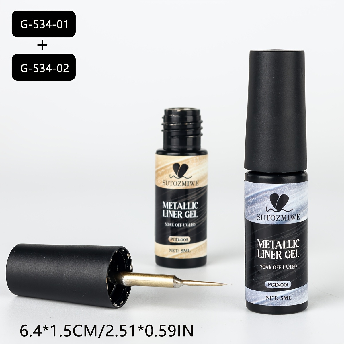 Image of 2pcs Metallic Liner Gel Polish, Golden Silvery Mirror Chrome Drawing Gel, Thin 3d Graffiti Line Gel, Soak Off Led Semi-permanent Metal Painting Gel For Nail