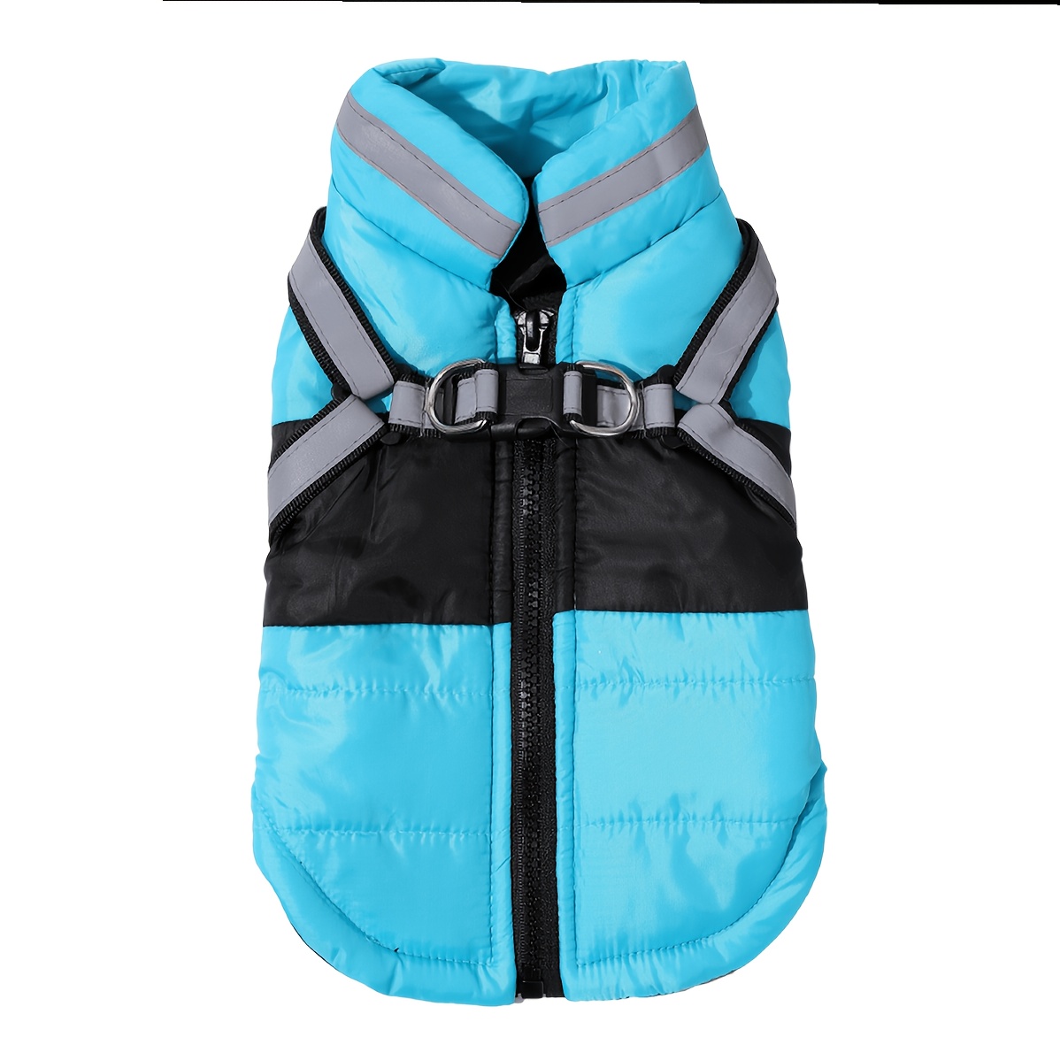 TEMU Autumn/winter Pet Jacket, Color-block Spliced Pet Clothing With Reflective Trim For Nighttime , High-neck Design To Protect The Neck Area.
