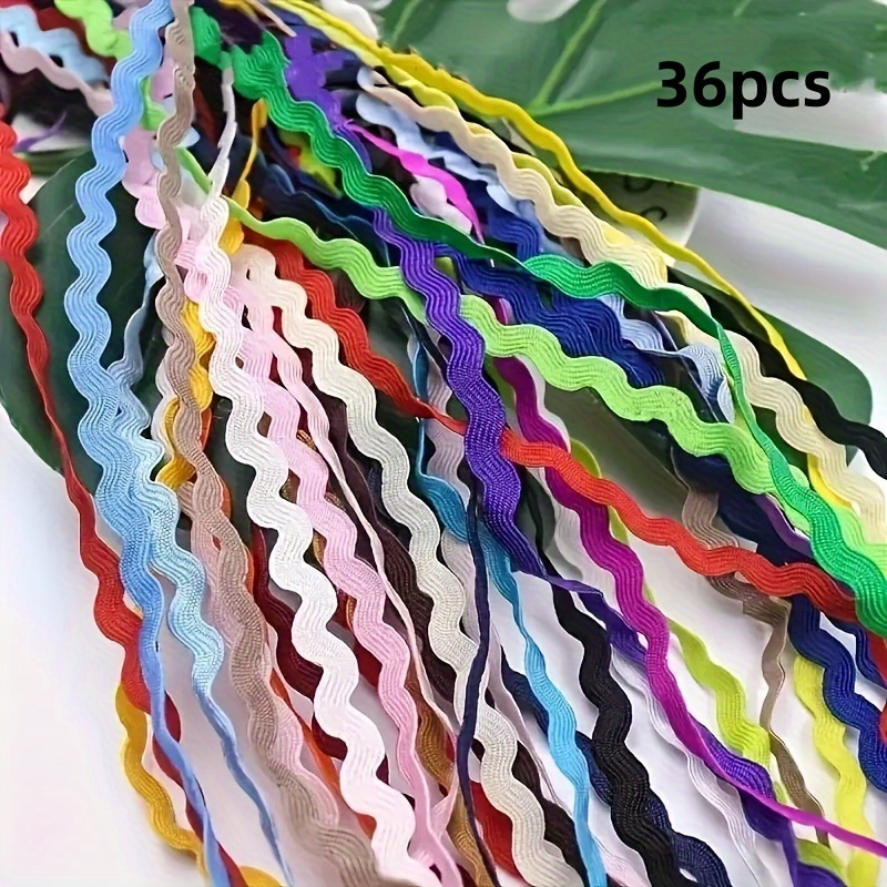 Image of 36pcs Vibrant Polyester Webbing - Colorful Diy Craft Supplies For Clothing, Shoes, Hats, Bags & Necklaces - Handicrafts And Decorative Material