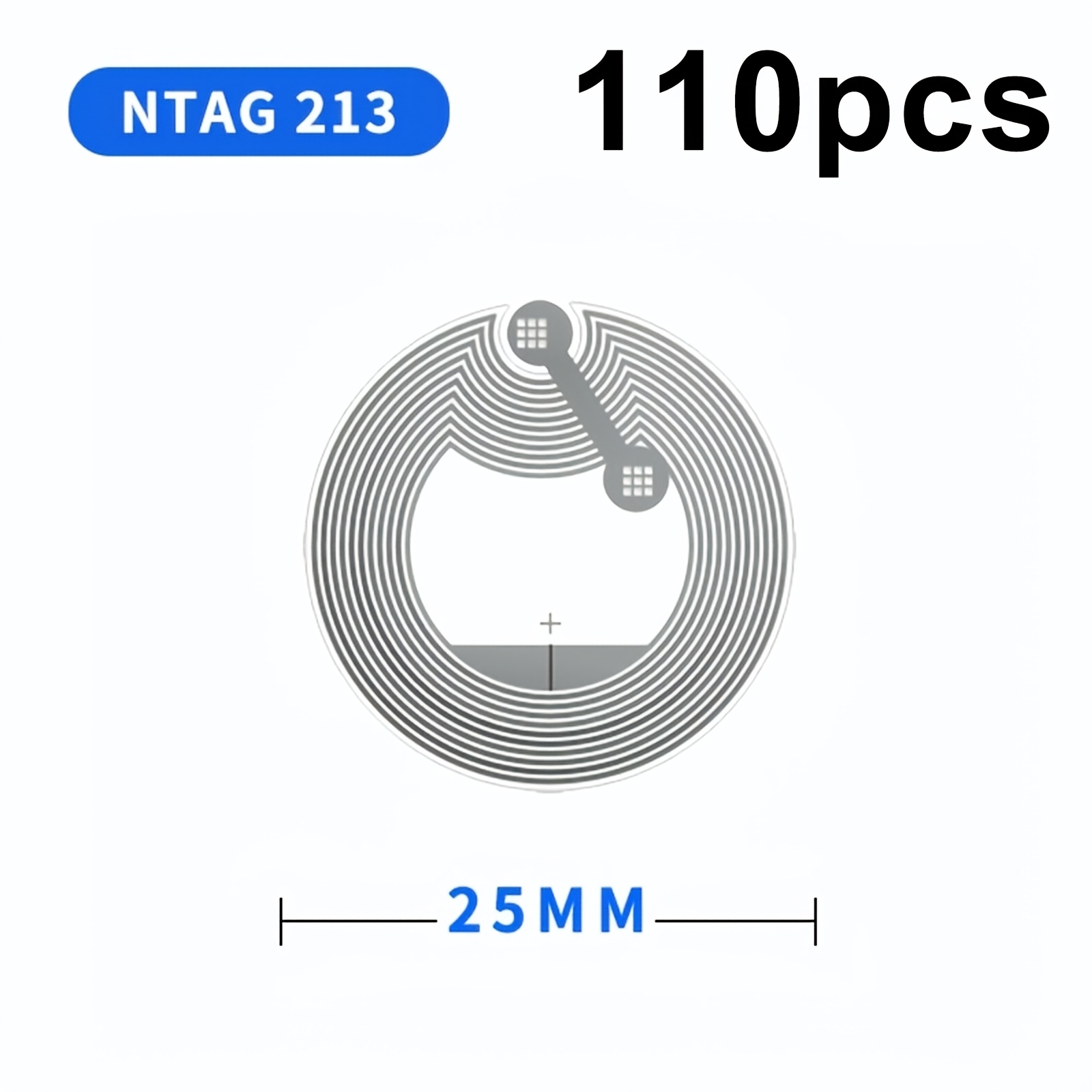 TEMU 110pcs Sticker With Ntag213 Empty Chip -13.56mhz Sticker Sticky Tag, Rewritable , 137 Memory, Compatible With Nfc Smartphone