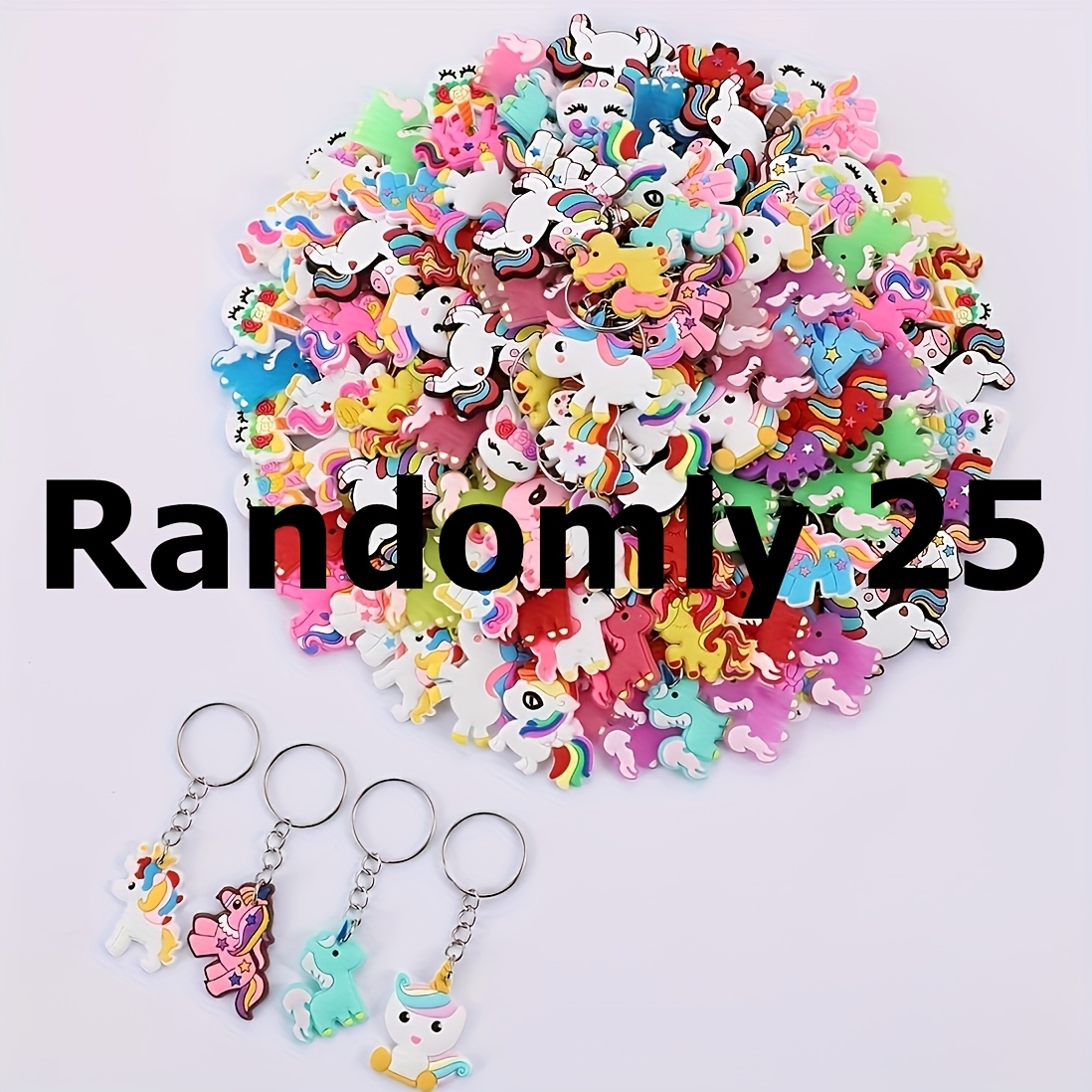 Diy 25pcs Cute Cartoon Unicorn Series Random Irregular Mixed Keychains
