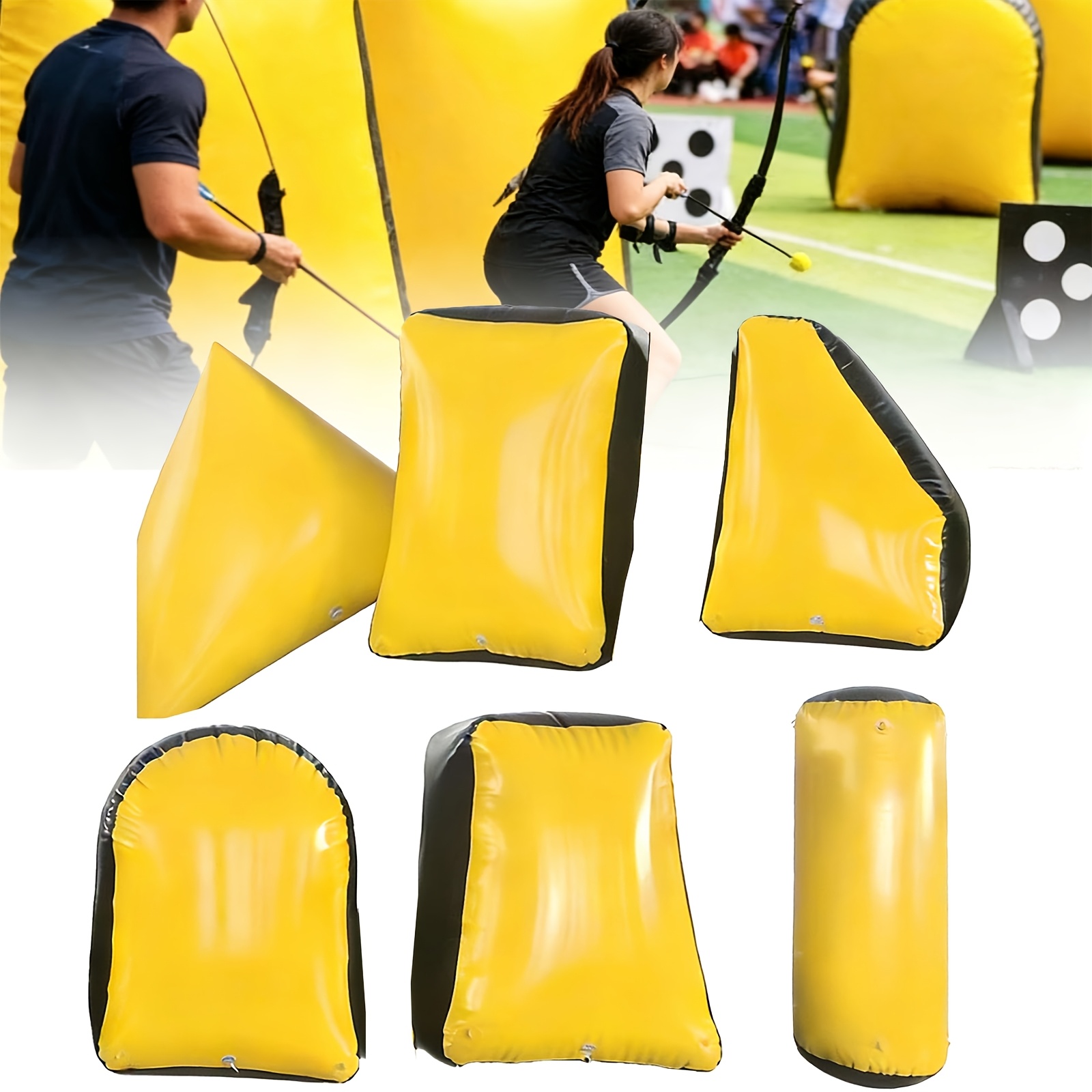 6pcs Inflatable Set, Camouflage/yellow Air Obstacles For ,, , & Outdoor Combat Games, Portable Pvc Inflatable Barriers